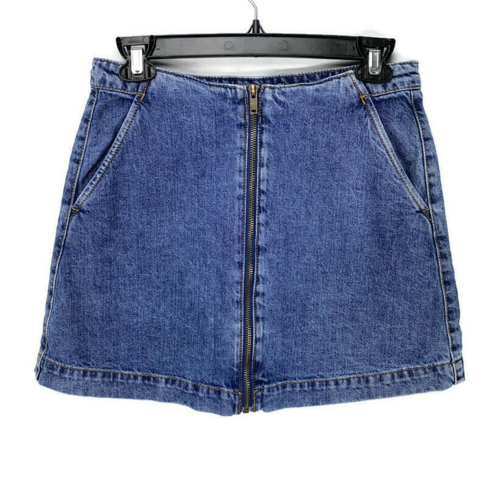 Zara Zip Front Denim Mini Skirt